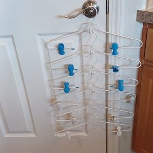 Vintage Hangers With Blue and White Shell Clips